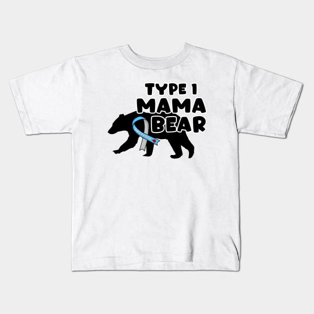 Type 1 Mama Bear Kids T-Shirt by CatGirl101